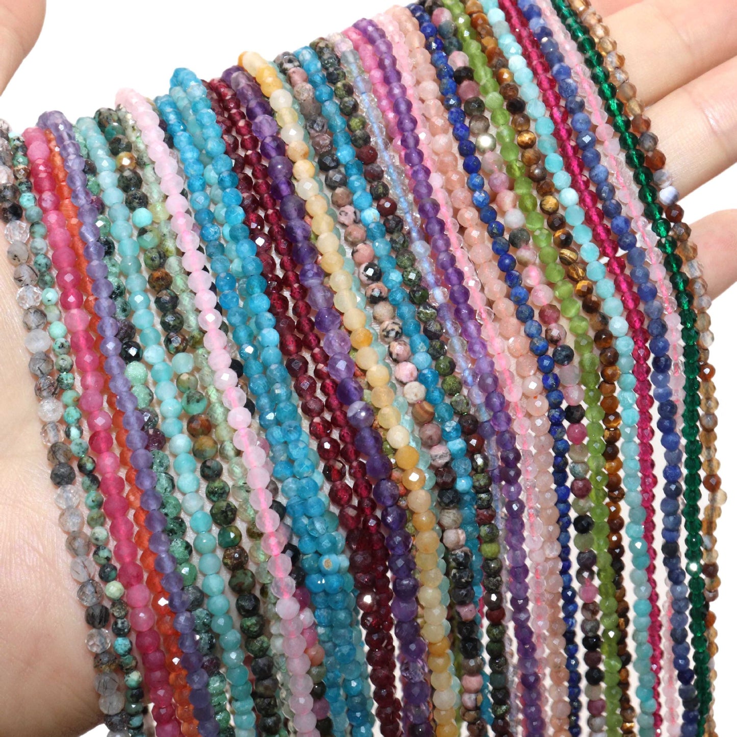 ⑥【2-3mm】Round & Faceted Natrual Crystal Beads