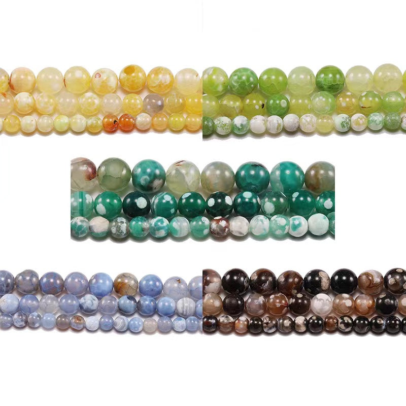 ③【Agate】 Natural Stone Beads Making DIY Bracelet 4 6 8 10 12mm