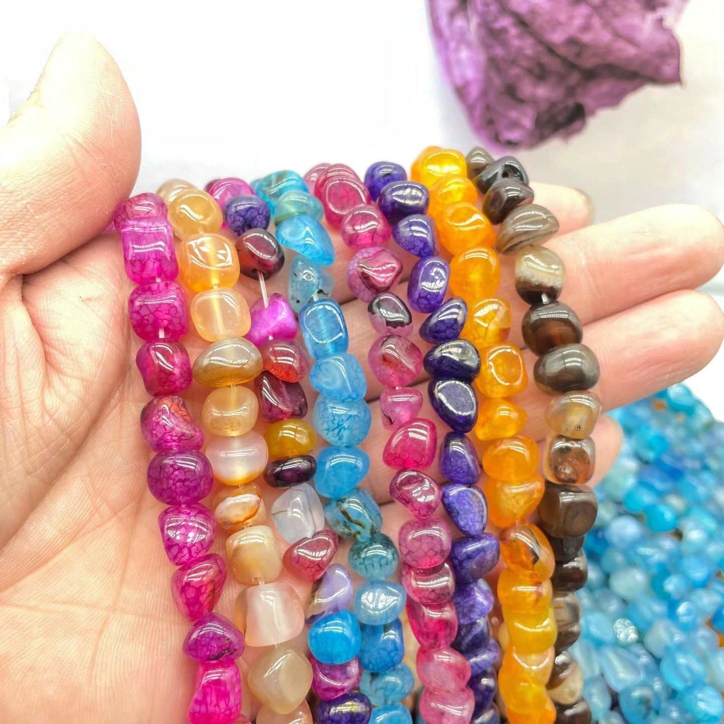 ③【Agate】 Natural Stone Beads Making DIY Bracelet 4 6 8 10 12mm