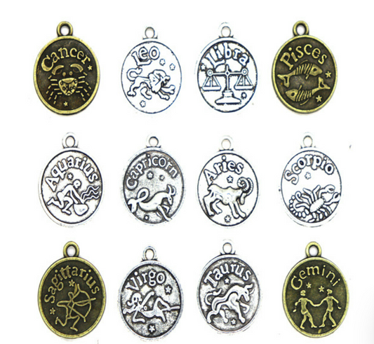 Silver * Gold Zodiac  charms (1 bag/12 pcs )