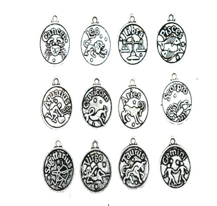 Silver * Gold Zodiac  charms (1 bag/12 pcs )