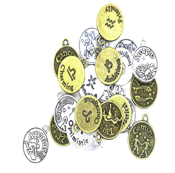 Silver * Gold Zodiac  charms (1 bag/12 pcs )